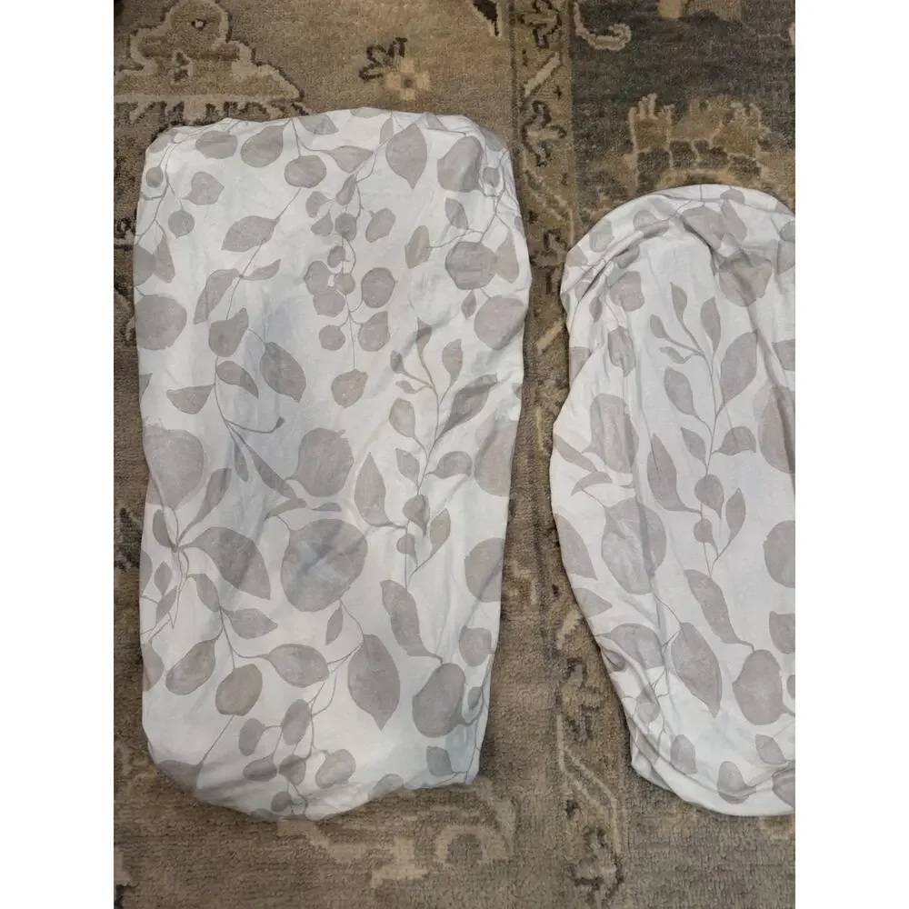 Oilo Leaf Print Crib Sheet & Changing Pad Cover NEW